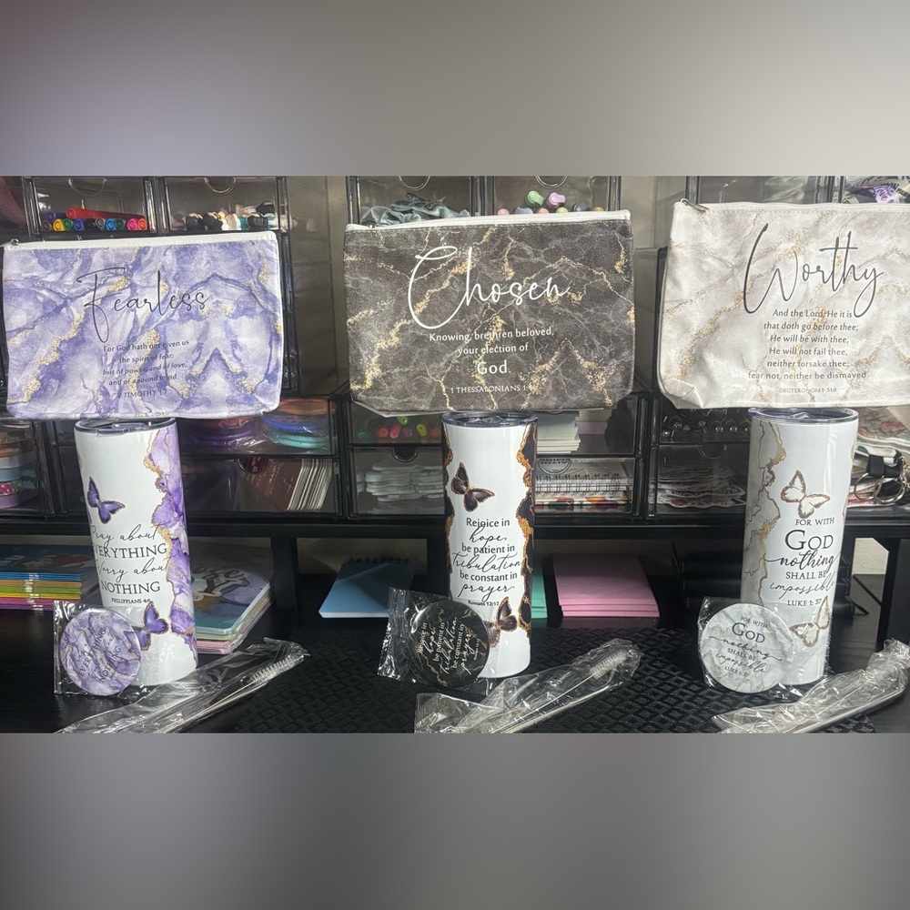 Stainless Steel Faith Based 20oz Tumbler Set (3 color choices)